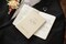 Slim Vow Books (Set of 2 - Design 2) - Soft Cream Canvas Linen Textured Cover Wedding Vow Booklets, Ceremony Speech Promise Notebook Journal, Gift for Newly Engaged Couple, 48 Lined Pages, 5.75" x 4"